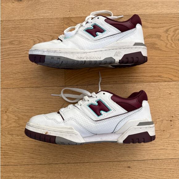 New Balance - Men's 550 Sneakers in White & Burgundy - Picture 7 of 7
